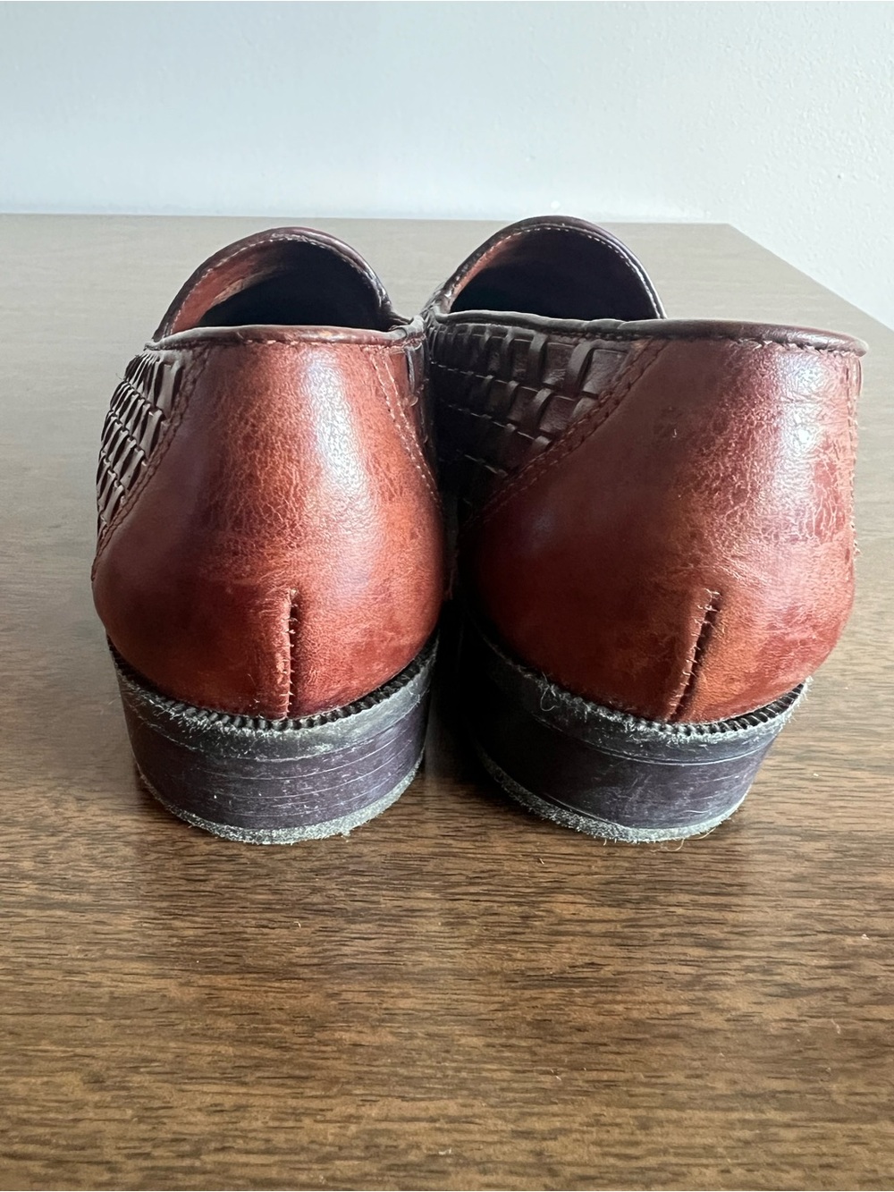 Vintage G.H. Bass & Co Women’s 6.5 M Woven Leather Loafers Brown Made in Brazil - Picture 4 of 10